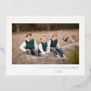 Postal Festiva Con Relieve Metalizado Foto familiar personalizada