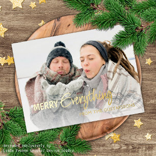 Postal Festiva Con Relieve Metalizado Foto personalizada Feliz Todo Humor Texto Dorado