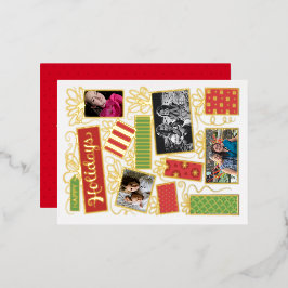 Postal Festiva Con Relieve Metalizado Foto personalizado Navidad Presenta Relieve metali