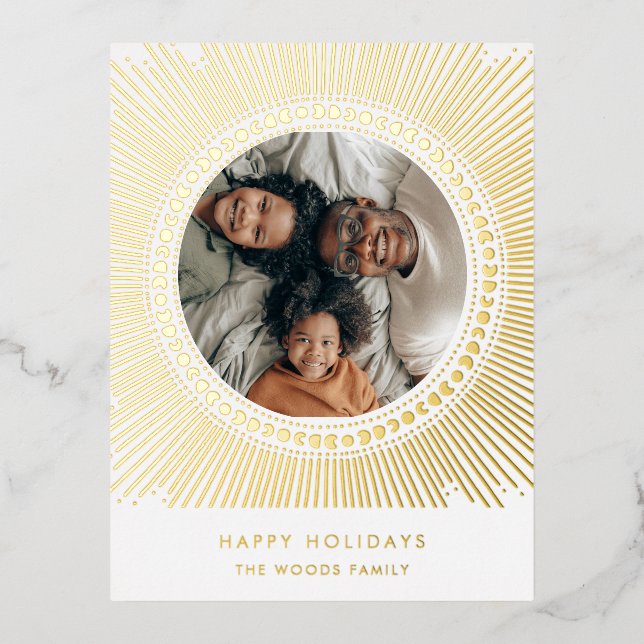 Postal Festiva Con Relieve Metalizado Fotografía de la familia del Art Deco con arrebato (Anverso)