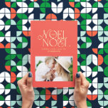 Postal Festiva Con Relieve Metalizado Fotografía geométrica de los Navidades noel brilla<br><div class="desc">Brillante y colorido guión de Relieve metalizado real Noel Navidades tipografía geométrica foto diseño de vacaciones. Colores rojos,  verdes,  azul marino y rosa.</div>