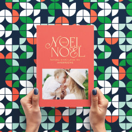 Postal Festiva Con Relieve Metalizado Fotografía geométrica de los Navidades noel brilla