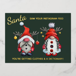 Postal Festiva Con Relieve Metalizado Funny Santa vio a tus Navidades de publicaciones e