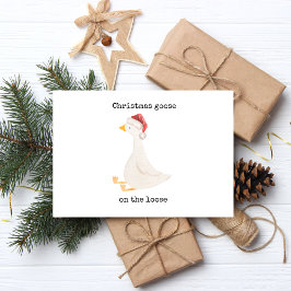 Postal Festiva Con Relieve Metalizado Ganso de Navidad Suelto