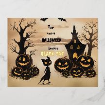 "Gato negro durante Halloween en las paredes".
