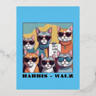 Postal Festiva Con Relieve Metalizado Gato sin hijos dama gatitas sin hijos damas para K