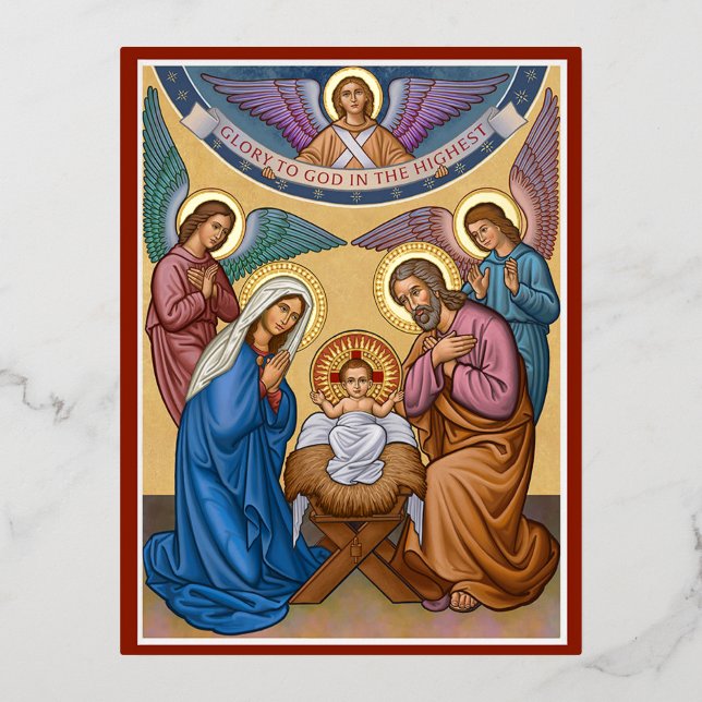 Postal Festiva Con Relieve Metalizado Gloria a Dios (Anverso)