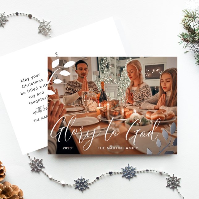 Postal Festiva Con Relieve Metalizado Gloria a Dios Navidades botánicos (Subido por el creador)