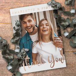 Postal Festiva Con Relieve Metalizado Gracias a Boda personalizado de guión minimalista