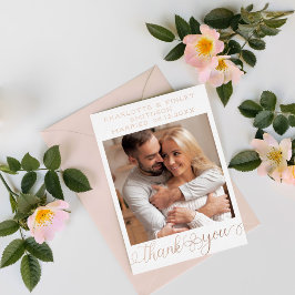 Postal Festiva Con Relieve Metalizado Gracias a Boda personalizado de guión minimalista