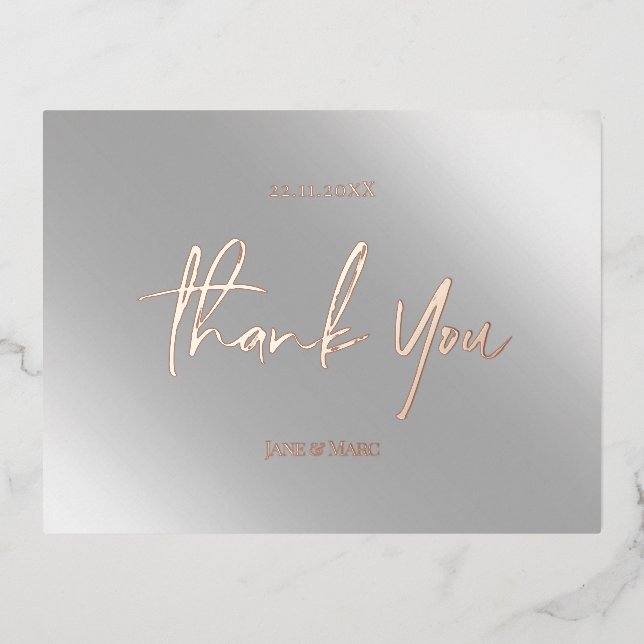 Postal Festiva Con Relieve Metalizado Gracias Cartas Real Relieve metalizado Plata Rosa (Anverso)