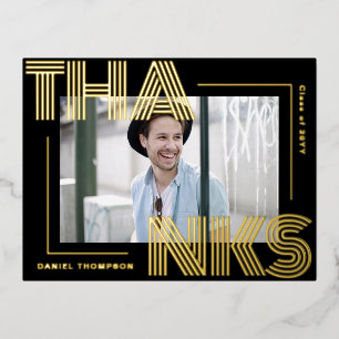 Postal Festiva Con Relieve Metalizado Graduación Geométrica Moderna Gracias Postcard