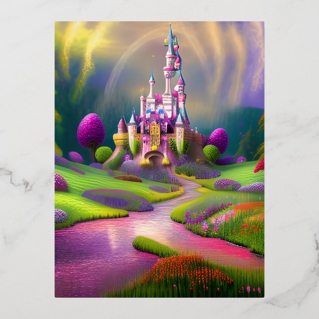 Postal Festiva Con Relieve Metalizado Gráfico mágico (Anverso)