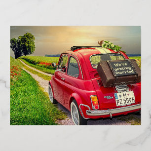 POSTAL FESTIVA CON RELIEVE METALIZADO GUARDAR LA FECHA BODA RELIEVE METALIZADO DE POSTAL