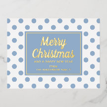 Guión Dorado Lunares Azul Polvoriento Feliz Navida