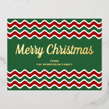 Guión Dorado Rayas Verdes Feliz Navidad