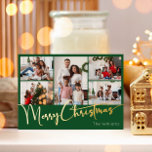 Postal Festiva Con Relieve Metalizado Guión festivo Verde 5 Foto Feliz Navidad Gold<br><div class="desc">Celebre la temporada con este libreto festivo verde 5 foto tarjeta postal de ferias navideñas de Relieve metalizado dorado con un toque de elegancia. El diseño de la moda se caracteriza por una sencilla paleta de colores dorados y verdes que evoca el espíritu acogedor del invierno. Su atractivo moderno y...</div>