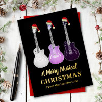 Guitarra de Navidad Personalizada Negra y Dorada