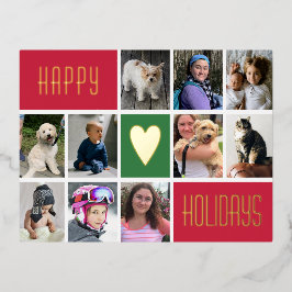 Postal Festiva Con Relieve Metalizado Happy Holidays 10 Custom Photo Postcard