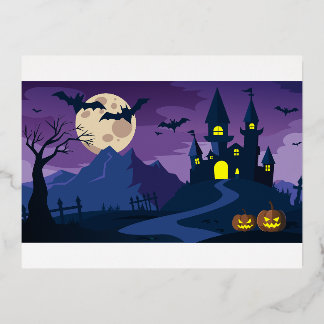 Postal Festiva Con Relieve Metalizado Hermoso Halloween
