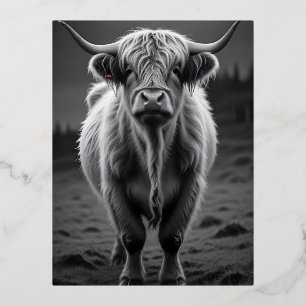 Postal Festiva Con Relieve Metalizado Highland Cow Wildlife Majestic Nature Life Poster
