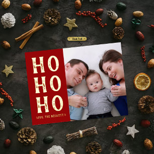 Postal Festiva Con Relieve Metalizado HO Navidades de tipografía moderna Photo Real