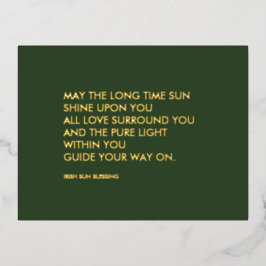 Postal Festiva Con Relieve Metalizado Irlandés bendecir Sage Green Green Modern Minimal