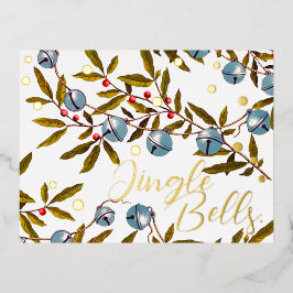 Postal Festiva Con Relieve Metalizado Jingle Bells saludo con Real