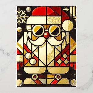 Postal Festiva Con Relieve Metalizado Jolly Santa Claus Business