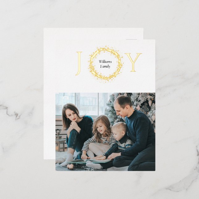 Postal Festiva Con Relieve Metalizado Joy Golden Wreath Navidades (Anverso/Reverso)