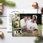 Postal Festiva Con Relieve Metalizado Joy Peace Love Calligraphy Collage de fotos Gold<br><div class="desc">Envíe sus deseos especiales de vacaciones con esta célebre postal que presenta "Alegría" en una tipografía con letras a mano en Relieve metalizado de oro real - junto con 4 de sus fotos favoritas rodeadas por un borde de Relieve metalizado dorado. Añade fácilmente tu propio saludo de vacaciones mecanografiado al...</div>
