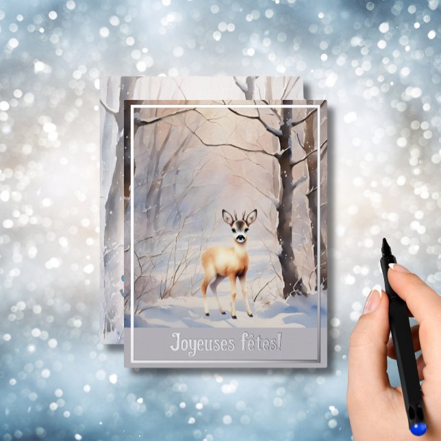 Postal Festiva Con Relieve Metalizado Joyeuses fêtes - roe deer (Subido por el creador)
