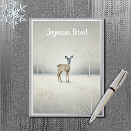 Postal Festiva Con Relieve Metalizado Joyeuses fêtes - roe deer no2