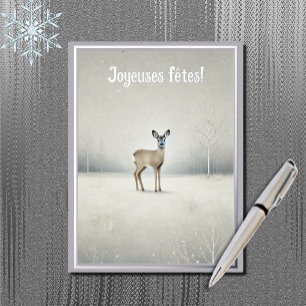 Postal Festiva Con Relieve Metalizado Joyeuses fêtes - roe deer no2