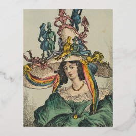 Postal Festiva Con Relieve Metalizado Lady - Gorra Fiesta