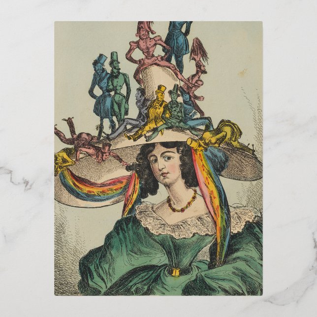 Postal Festiva Con Relieve Metalizado Lady - Gorra Fiesta (Anverso)