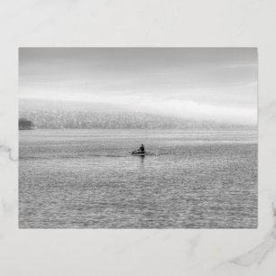 Postal Festiva Con Relieve Metalizado Lake Zurich Single Sculler