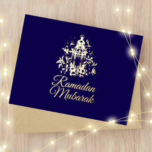 Postal Festiva Con Relieve Metalizado Lantern Luxury Relieve metalizado dorado Ramadan M