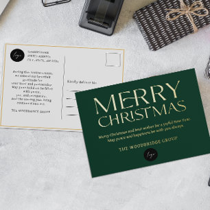 Postal Festiva Con Relieve Metalizado Logo de Green Luxury Corporate Fuente elegante