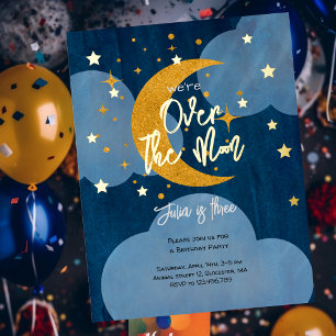 Postal Festiva Con Relieve Metalizado Los niños de la luna brillante de la luna