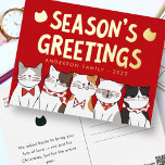Postal Festiva Con Relieve Metalizado Los saludos de temporada de los graciosos y amable<br><div class="desc">Carol de los gatos. ¡Esta es la temporada,  para ser mau! ¡mau mow meow meow! Disponible aquí: http://www.zazzle.com/selectpartysupplies</div>