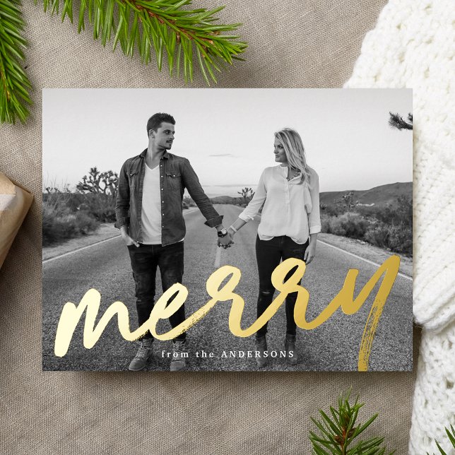 Postal Festiva Con Relieve Metalizado Luxe Merry Photo (Subido por el creador)