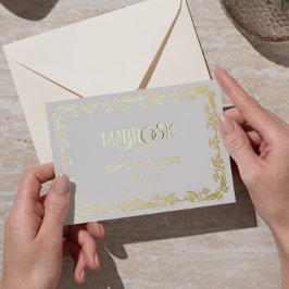 Postal Festiva Con Relieve Metalizado Mabrook, estás casada. Saludo