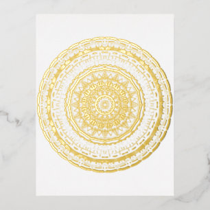 Postal Festiva Con Relieve Metalizado mandala colorido