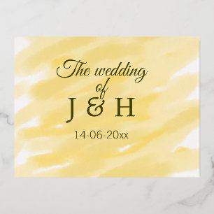Postal Festiva Con Relieve Metalizado Mantequilla amarilla pastel la boda de la pareja n