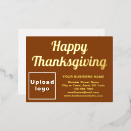 Postal Festiva Con Relieve Metalizado Marca comercial marrón en Acción de Gracias