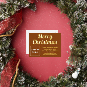 Postal Festiva Con Relieve Metalizado Marca comercial marrón en Navidades