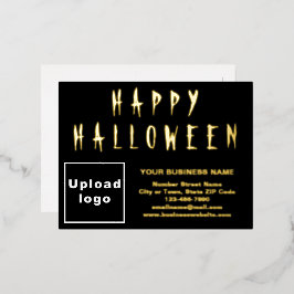 Postal Festiva Con Relieve Metalizado Marca comercial negra en Halloween