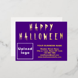 Postal Festiva Con Relieve Metalizado Marca Purple Business en Halloween