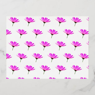 Postal Festiva Con Relieve Metalizado Margarita Rosa